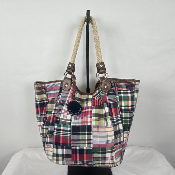 Tommy Hilfiger Handbags - Tommy Hilfiger Tote Colorful Plaid Double Shoulder Strap 11" x 12" x 7"